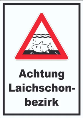 Produktbild von Achtung Laichschonbezirk Aufkleber A9 (37x52mm)