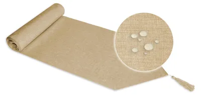 Produktbild von Tischläufer beschichtet Struktur Leinen-Optik Wasser abweisend Lotuseffekt Tischband #1124 beigenatur 33x160 cm
