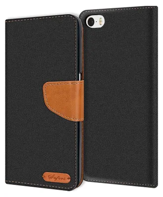 Immagine prodotto di Custodia del telefono cellulare iPhone SE 5S / 5 Case Portafoglio Flip Case Custodia protettiva Cover Tessuto Cover