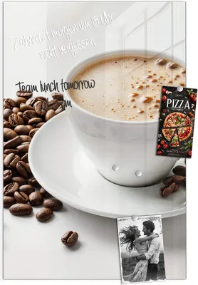 Produktbild von Magnettafel 60x90cm Pinnwand Whiteboard beschreibbar - Kaffeetasse und Bohnen
