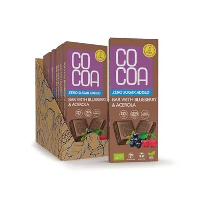 Produktbild von COCOA Blaubeer Schokolade Vegan Zuckerfrei mit Acerola Vitamin C 10 x 40 g Low Carb