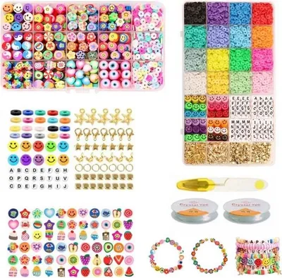 Produktbild von Clay Beads / Heishi Beads Fimo Kit - KREA DIY Jewellery Kit mit verschiedenen Perlen - 4500 Stück