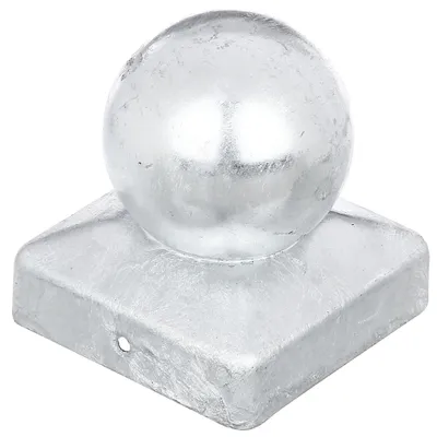 Image de Alberts 843052 Capuchon de poteau pour poteau en bois, avec tête sphérique, galvanisé à chaud, 70 x 70 mm, 6 pièces