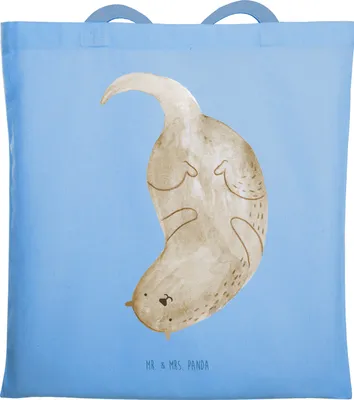 Produktbild von Mr. & Mrs. Panda Uni Tasche Otter Kopfüber - Sky Blue - Geschenk, Jutetasche, Niedlich, Süß, Jutebeutel, Seeotter See, Stoffbeutel, Shopping, Schultasche