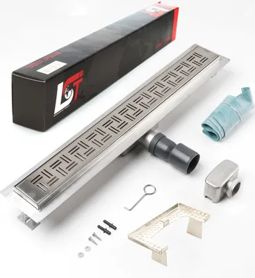 Produktbild von Duschrinne Linien Schlitz 600x70mm Ablaufrinne mit Edelstahl Siphon Haarsieb