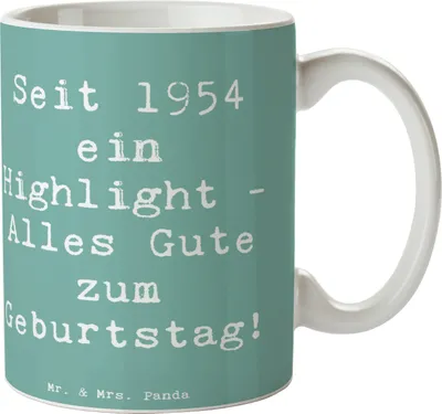 Produktbild von Mr. & Mrs. Panda Pott Spruch 1954 Geburtstag - Meeresbrise - Geschenk, schöne tasse, Happy Birthday, Trinkbecher, seit, Becher, mit, besondere Geburtstagsgrüße, Jahrgang