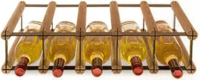 Produktbild von Modulares Weinregal VINOTECA MOD METAL | HxBxT 12,5x52,5x24,5cm | 5x1 Flaschen | Massives Kiefernholz | Braun geölt