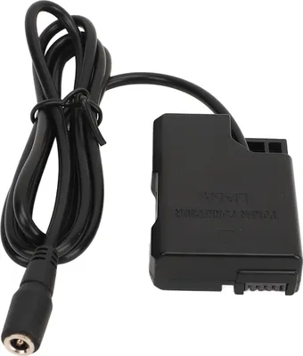 A black camera accessory with a cable and connector is shown against a white background.