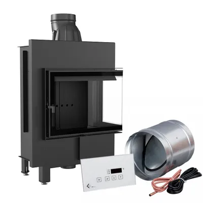 Produktbild von Intelligenter Kamineinsatz LUCY SLIM rechts 8 kW Ø 160 schwarz Verkleidung MSK GLASS