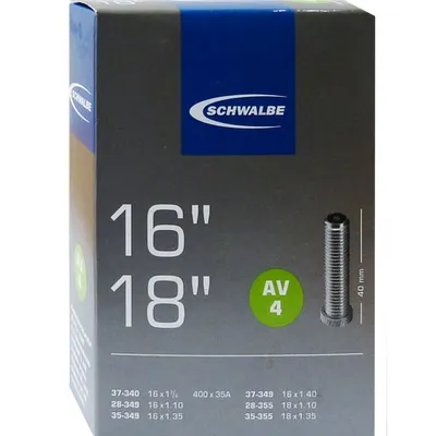 Produktbild von Schwalbe 16' Schlauch 'AV 4' 16x1 1/8-1 3/8' (28/37-340/355), AV 40 mm, schwarz (1 Stück)