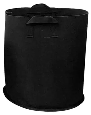 Produktbild von 5 Pflanzbeutel aus schwarzem Stoff mit Griffen - 5 Töpfe à 8 Liter Kapazität für Pflanzen und Blumen rund + Geschenkanhänger