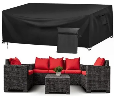 Zdjęcie produktu dla Pokrowiec na meble ogrodowe 180x120x74 cm - Wodoodporna osłona na stół ogrodowy, krzesła, zestaw wypoczynkowy - Odporna na promieniowanie UV, chroni przed kurzem - Wykonana z tkaniny Oxford, z torbą