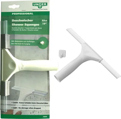 Produktbild von Unger Professional Duschwischer Abzieher 25 cm weiß mit Klebehaken zum aufhängen