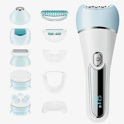 Produktbild von 6-in-1 Damen Epilierer, IPX7 Wasserdicht, Haarentferner, Rasierer, Gesichtsreinigungsbürste, Pediküre, USB Ladegerät, Tragbar Elektrorasierer