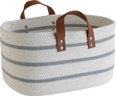 Produktbild von Aufbewahrungskorb - Weiß - Grau - 19 x 35 cm - Mischgewebe