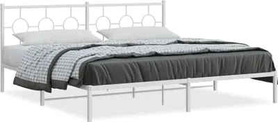 Produktbild von vidaXL Bettgestell mit Kopfteil Metall Weiß 200x200 cm