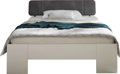 Produktbild von Futonbett LINO aus Kunstleder mit gepolstertem Kopfteil in Weiß/Graphit