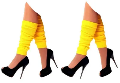Produktbild von krautwear Damen Beinwärmer Stulpen Legwarmers Overknees gestrickte Strümpfe 80er Jahre 1980er Jahre, 2xgelb, Einheitsgröße