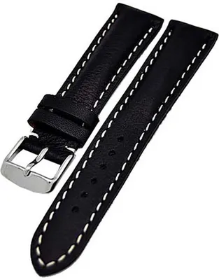 Produktbild von Uhrenarmband Glattleder sportlich gepolstert 20mm schwarz weiss