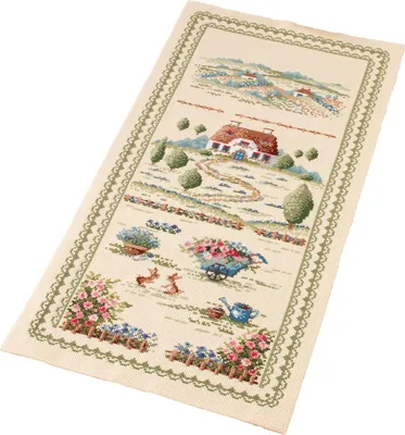 Produktbild von Olympus Kreuzstich Stickpackung Tischläufer "Landschaft", Zählmuster, 80x40cm