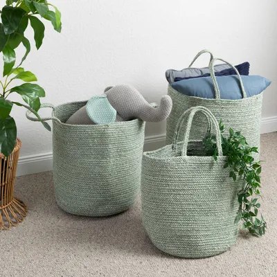 Produktbild von Steffensmeier Tasche Bali | Stauraum | Korb | Wolle | Grün meliert | 28x28 cm