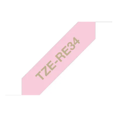 Produktbild von Brother TZE-RE34 Etiketten erstellendes Band Gold auf Rosa