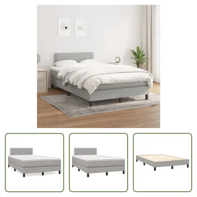 Produktbild von The Living Store Boxspringbett mit Matratze Hellgrau 120x200 cm Stoff