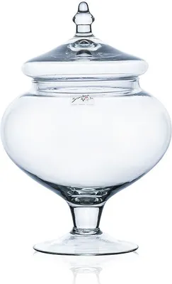 Produktbild von Bonboniere, Dekogefäß TIN mit Deckel Glas klar 27x19cm rund Sandra Rich