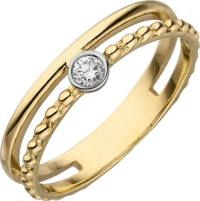 Produktbild von Ring Damenring 2-reihig mit Diamant Brillant 0,07 Ct. W/SI 585 Gold Gelbgold Innenumfang 56mm Ø17.8mm