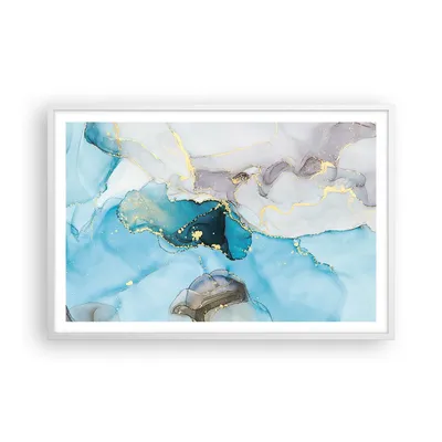 Produktbild von Gerahmtes Poster - Weißer Rahmen - Marmor Modern Blau - 91,5x61 cm - Wand Bild - Wanddeko - Wandbilder - Kunstposter - Wandposter - Bilderrahmen - Bilder - Kunstdruck Wanddekoration - P2WAA91x61-4792