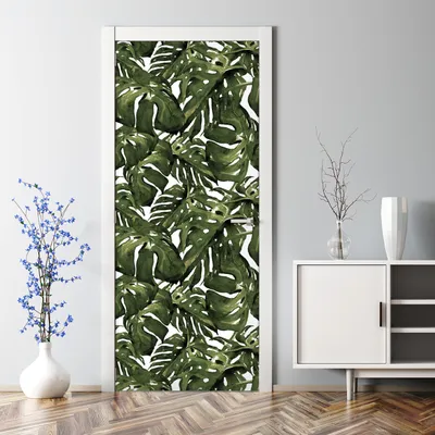 Produktbild von Dekorative Türaufkleber Aaufkleber selbstklebend Klebefolie Türtapete Grüne Fensterblätter 77 x 200 cm