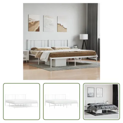 Produktbild von The Living Store Bettgestell mit Kopfteil Metall Weiß 180x200 cm