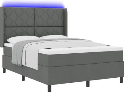 Zdjęcie produktu dla Łóżko sprężynowe z materacem ciemnoszary 140 x 190 cm tkanina