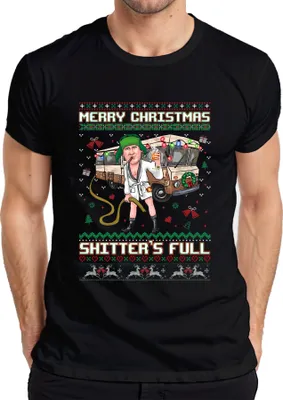 Produktbild von Merry Christmas Shitter's Full Weihnachten Schöne Bescherung Ugly Sweater Herren T-Shirt, Schwarz, XL
