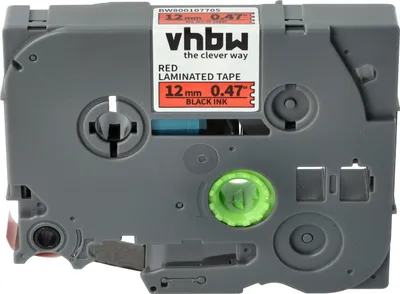 Produktbild von vhbw Schriftband-Kassette kompatibel mit Brother PT 1650, 1700, 1800+, 1800E, 1800ECC, 1810, 1800, 1750 Etiketten-Drucker 8m x 12mm Schwarz auf Rot