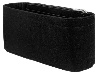 Produktbild von Organizer für Handtaschen aus Filz mit Reißverschluss und mehreren Fächern, 24 x 6 x 11 cm, Schwarz