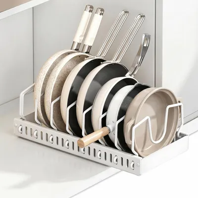 Produktbild von Ausziehbarer Deckelhalter für Töpfe und Pfannen mit 12 Fächern für die Küche