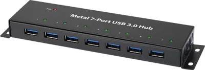 Image de Renkforce Hub 7 ports USB 3.0 pour montage mural, boîtier métallique noir