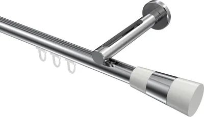 Produktbild von Interdeco Innenlaufstange / Gardinenstange mit Innenlauf Chrom, Typ Siteno Tanara (Konus Bicolor), 20 mm Ø 1-läufig, 600 cm