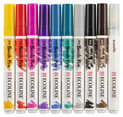 Produktbild von Talens - Brushpen Ecoline-Set mit 10 Handlettering | 3 Stück