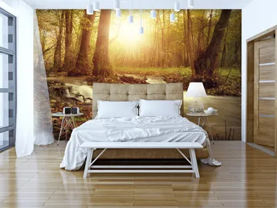 Produktbild von Vlies Fototapete 400x280 cm Tapeten Wandtapete XXL Wald Natur Landschaft Bäume Blatt Baum c-B-0089-a-b