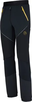 Kyril Pant M von La Sportiva; schwarze Trekkinghose mit gelben Reißverschlüssen und verstärkten Bereichen.