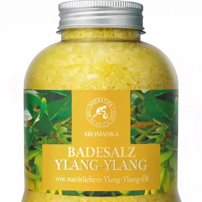 Immagine prodotto di Sale da bagno Ylang Ylang 600 g - con olio essenziale naturale di ylang ylang - ideale per favorire il sonno, ridurre lo stress, per la bellezza
