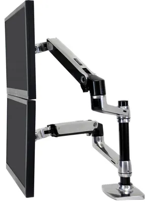 Produktbild von Ergotron LX Series Dual Stacking Arm, 18,1 kg, 61 cm (24"), 75 x 75 mm, 100 x 100 mm, Höhenverstellung, Silber