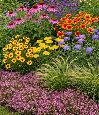 Produktbild von BALDUR Garten 9er Nektar-Staudenbeet 'Flowers for Bees', Pflanzen im 9x9 cm-Topf, nektarreiche Blütenvielfalt, lange Blütezeit, bienen- & insektenfreundlich, winterhart & pflegeleicht