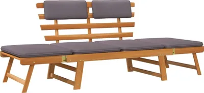 Obrázok produktu pre Záhradné ležadlo s podložkami 2-v-1 190 cm, akáciový masív