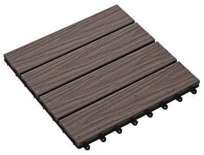Zdjęcie produktu dla Płytki tarasowe vidaXL, wzór 3D, 11 sztuk, ciemnobrązowe, 30 x 30 cm, WPC