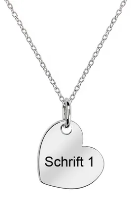 Produktbild von MATERIA by Matthias Wagner Gravur Kette mit Herz Anhänger - 925 Silber Herzkette Liebe rhodiniert 42-45cm KA-452