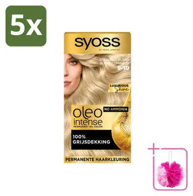 Productafbeelding van 5 x Syoss Oleo Intense haarkleuring 9-10 - Strallend blond - Zonder ammonia - Voordelige verpakking - 5 stuks