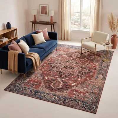 Produktbild von TAPISO ISPAHAN Orientteppich Waschbar  Kurzflor 180 x 250 cm